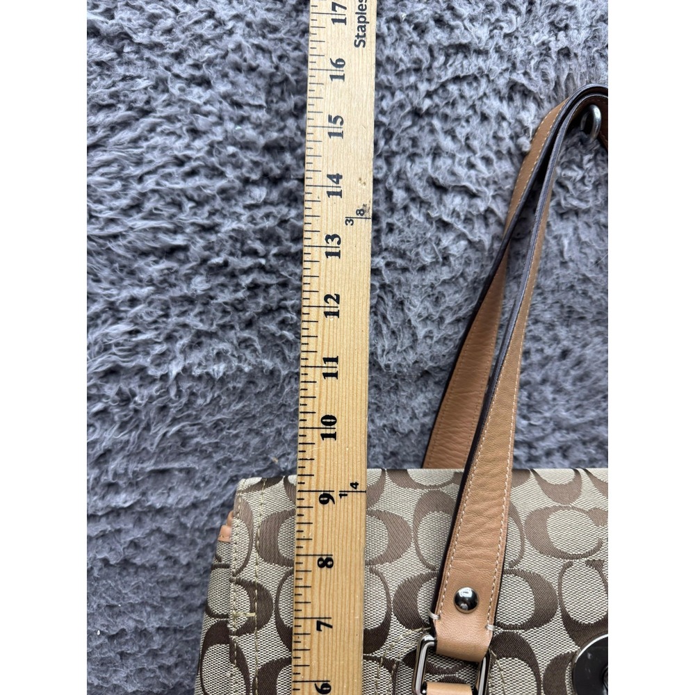 Coach‎ Womens F13070 Signature Jacquard Logo Leather Handbag Multicolor - Picture 11 of 12